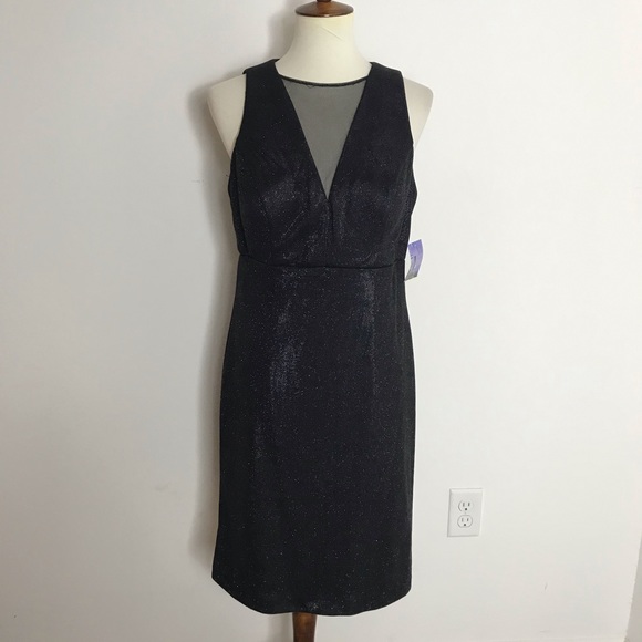 Rm Richards Black Sparkly Shift Mesh panel Dress - Picture 1 of 6